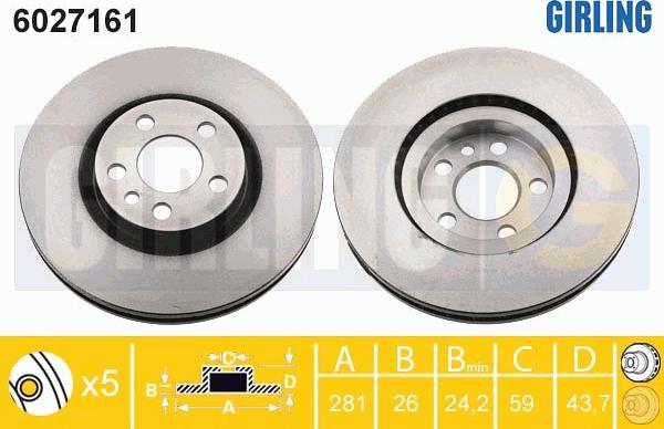 Girling 6027161 - Тормозной диск autospares.lv