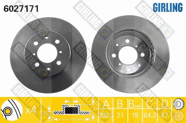 Girling 6027171 - Тормозной диск autospares.lv