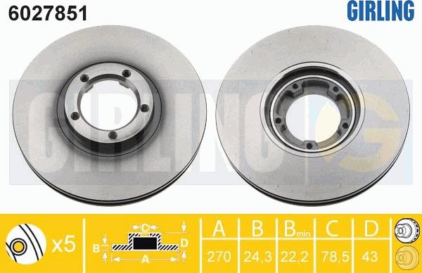 Girling 6027851 - Тормозной диск autospares.lv