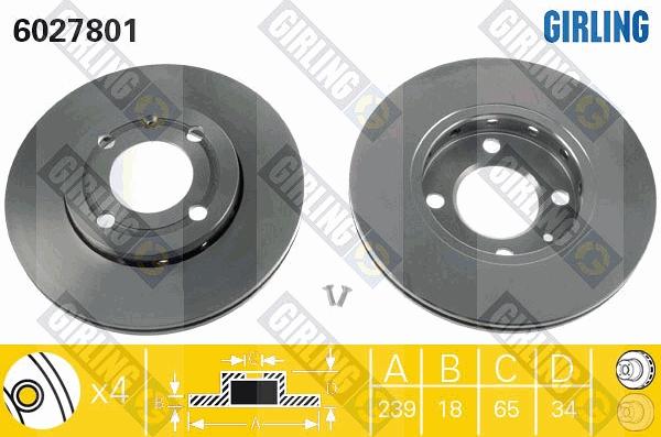 Girling 6027801 - Тормозной диск autospares.lv