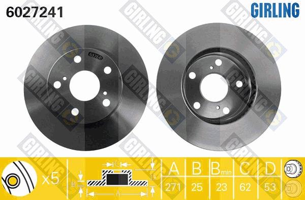 Girling 6027241 - Тормозной диск autospares.lv