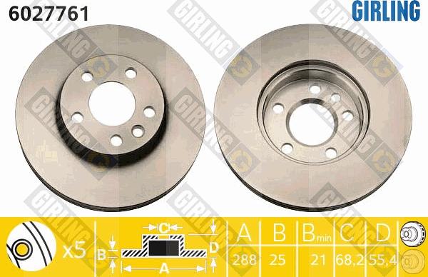 Girling 6027761 - Тормозной диск autospares.lv