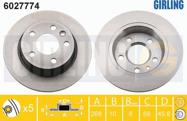 Girling 6027774 - Тормозной диск autospares.lv