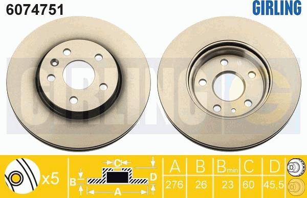 Girling 6074751 - Тормозной диск autospares.lv