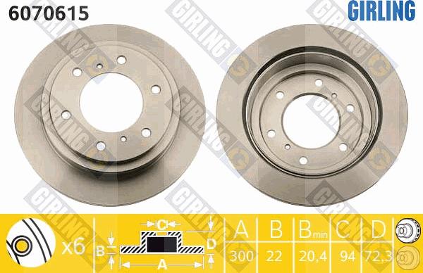 Girling 6070615 - Тормозной диск autospares.lv