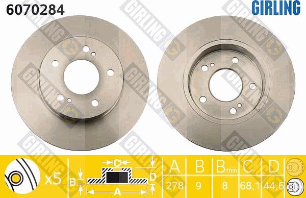 Girling 6070284 - Тормозной диск autospares.lv