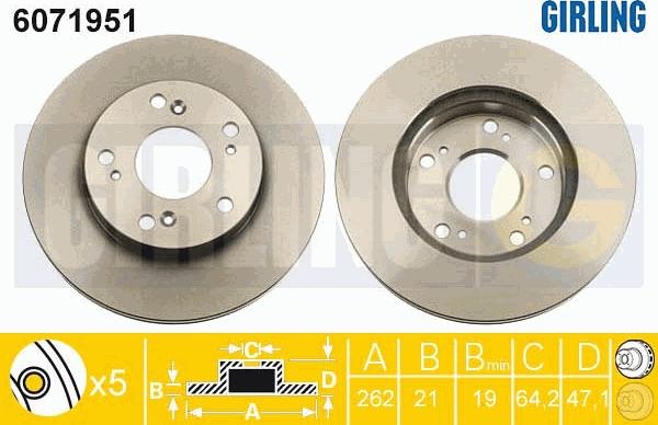 Girling 6071951 - Тормозной диск autospares.lv