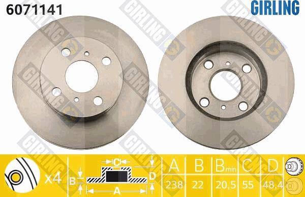 Girling 6071141 - Тормозной диск autospares.lv