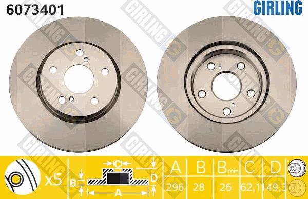 Girling 6073401 - Тормозной диск autospares.lv