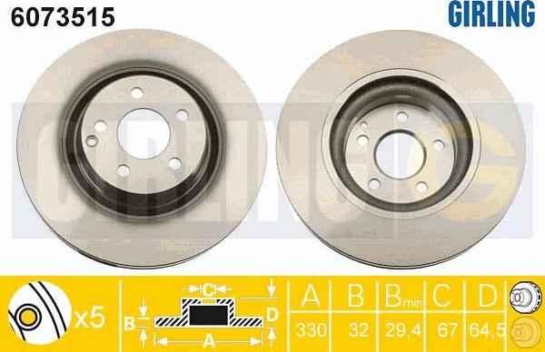 Girling 6073515 - Тормозной диск autospares.lv