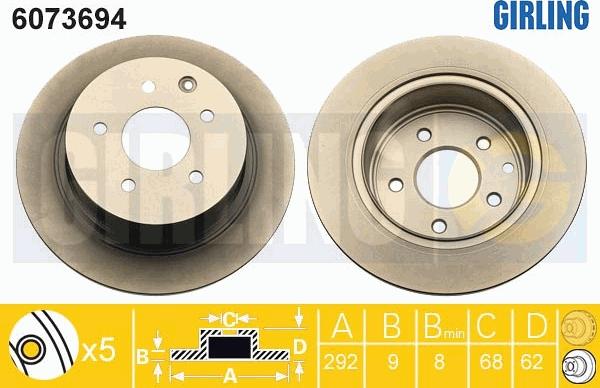 Girling 6073694 - Тормозной диск autospares.lv