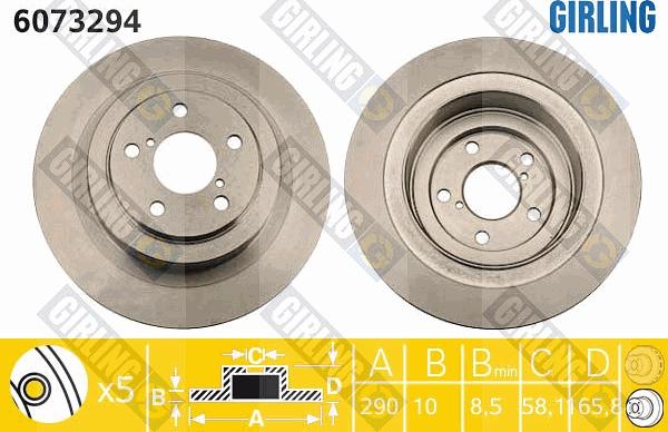 Girling 6073294 - Тормозной диск autospares.lv