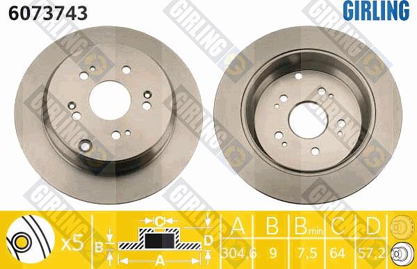 Girling 6073743 - Тормозной диск autospares.lv