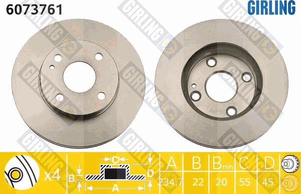 Girling 6073761 - Тормозной диск autospares.lv