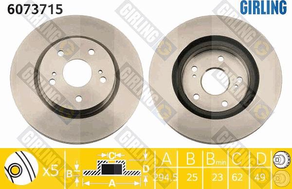 Girling 6073715 - Тормозной диск autospares.lv