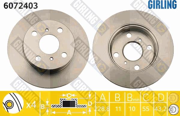 Girling 6072403 - Тормозной диск autospares.lv