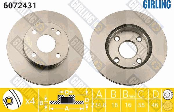 Girling 6072431 - Тормозной диск autospares.lv