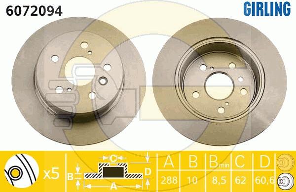 Girling 6072094 - Тормозной диск autospares.lv