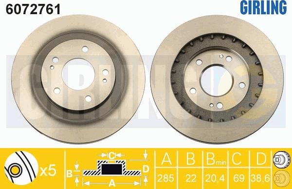 Girling 6072761 - Тормозной диск autospares.lv