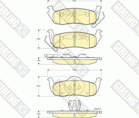 Girling 6141375 - Тормозные колодки, дисковые, комплект autospares.lv