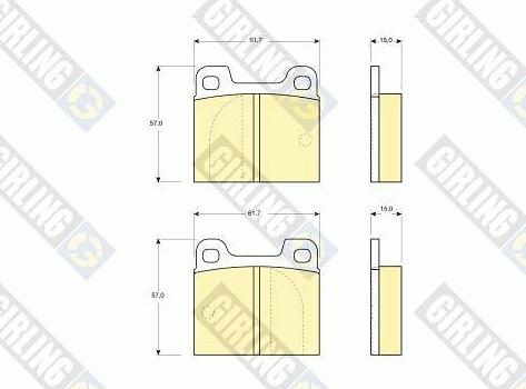 Girling 6101422 - Тормозные колодки, дисковые, комплект autospares.lv