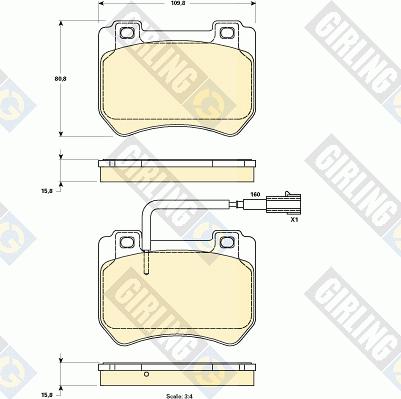 Girling 6119049 - Тормозные колодки, дисковые, комплект autospares.lv