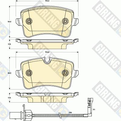 Girling 6119021 - Тормозные колодки, дисковые, комплект autospares.lv