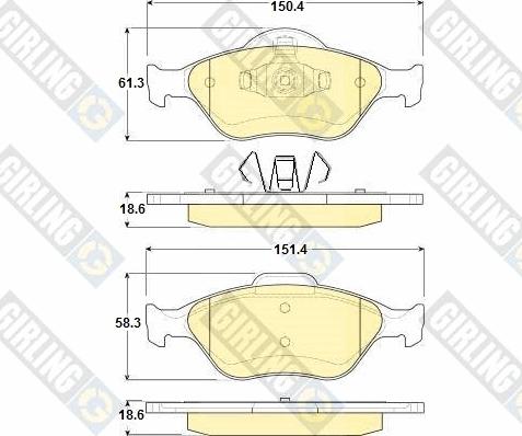 Girling 6114192 - Тормозные колодки, дисковые, комплект autospares.lv