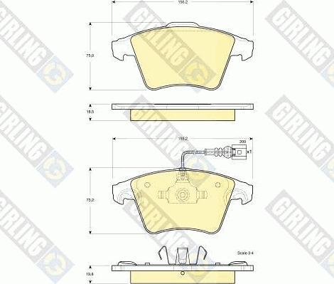 Girling 6115552 - Тормозные колодки, дисковые, комплект autospares.lv