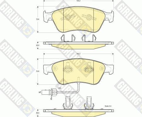 Girling 6115532 - Тормозные колодки, дисковые, комплект autospares.lv