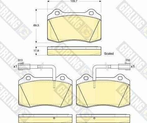 Girling 6115199 - Тормозные колодки, дисковые, комплект autospares.lv