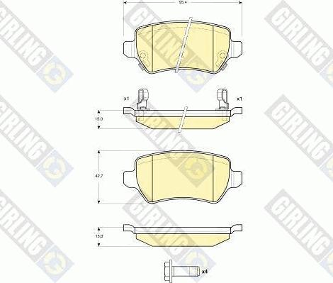 Girling 6115151 - Тормозные колодки, дисковые, комплект autospares.lv