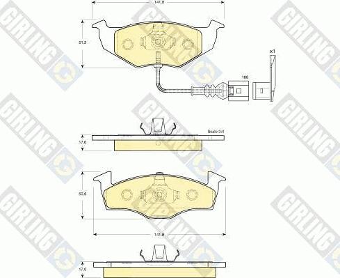 Girling 6115862 - Тормозные колодки, дисковые, комплект autospares.lv