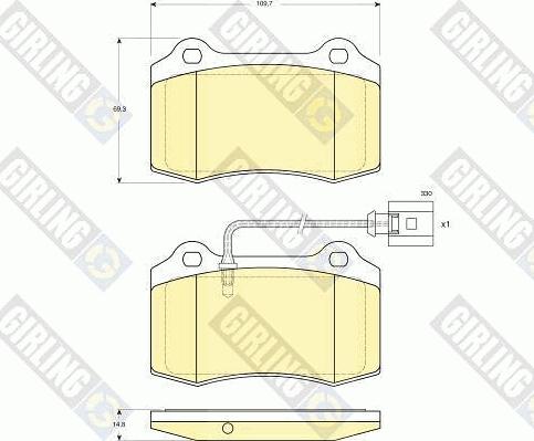 Girling 6116449 - Тормозные колодки, дисковые, комплект autospares.lv