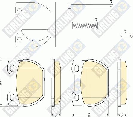 Girling 6116666 - Тормозные колодки, дисковые, комплект autospares.lv