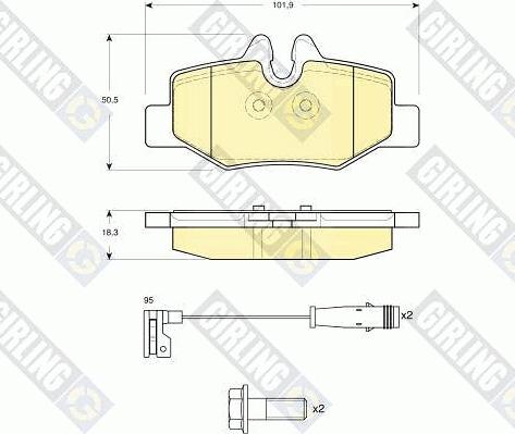 Girling 6116014 - Тормозные колодки, дисковые, комплект autospares.lv