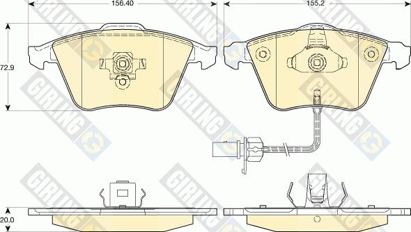 Girling 6116172 - Тормозные колодки, дисковые, комплект autospares.lv