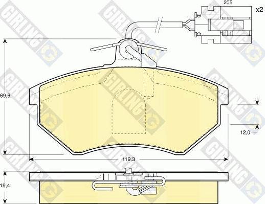 Girling 6110571 - Тормозные колодки, дисковые, комплект autospares.lv