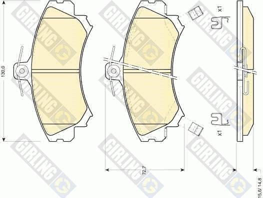 Girling 6111981 - Тормозные колодки, дисковые, комплект autospares.lv