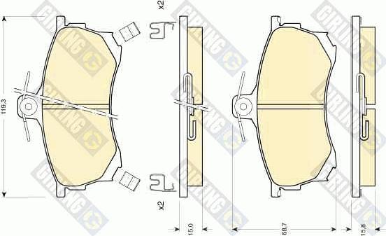 Girling 6111971 - Тормозные колодки, дисковые, комплект autospares.lv