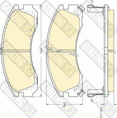 Girling 6111269 - Тормозные колодки, дисковые, комплект autospares.lv