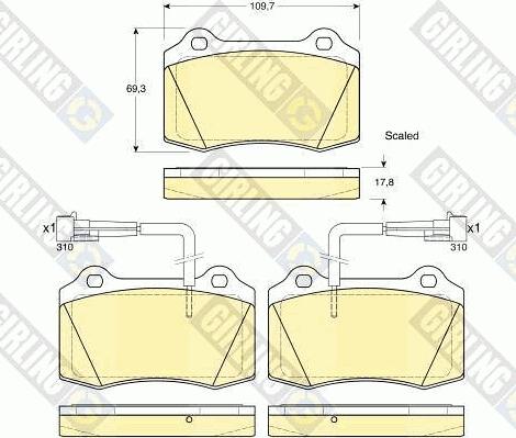 Girling 6113929 - Тормозные колодки, дисковые, комплект autospares.lv