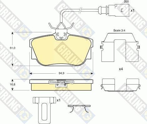 Girling 6113691 - Тормозные колодки, дисковые, комплект autospares.lv