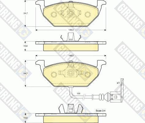 Girling 6113865 - Тормозные колодки, дисковые, комплект autospares.lv