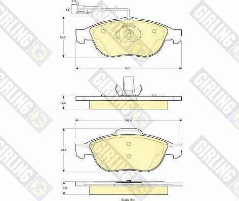 Girling 6113372 - Тормозные колодки, дисковые, комплект autospares.lv