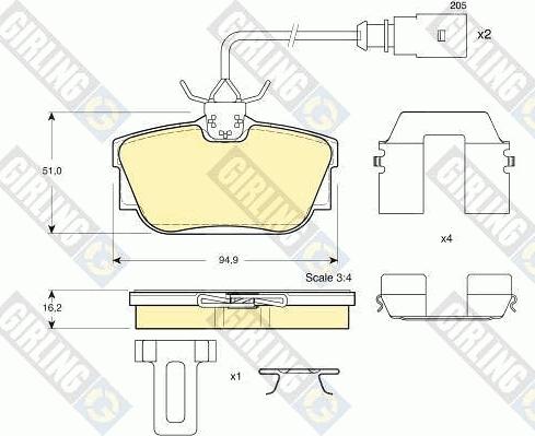 Girling 6113261 - Тормозные колодки, дисковые, комплект autospares.lv