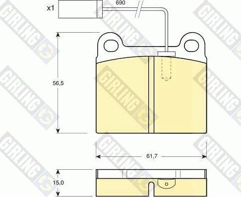 Girling 6112522 - Тормозные колодки, дисковые, комплект autospares.lv