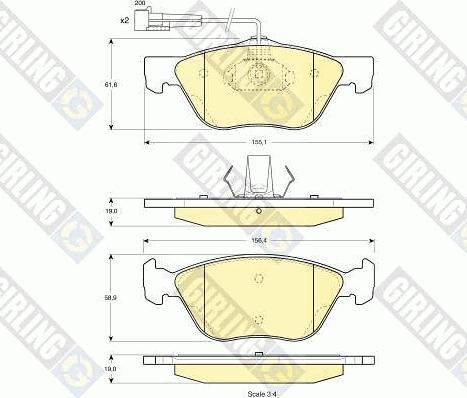 Girling 6112122 - Тормозные колодки, дисковые, комплект autospares.lv