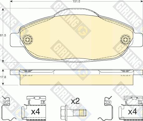 Girling 6117614 - Тормозные колодки, дисковые, комплект autospares.lv