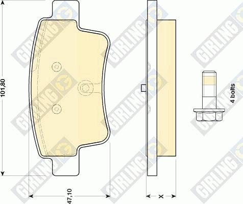 Girling 6117144 - Тормозные колодки, дисковые, комплект autospares.lv